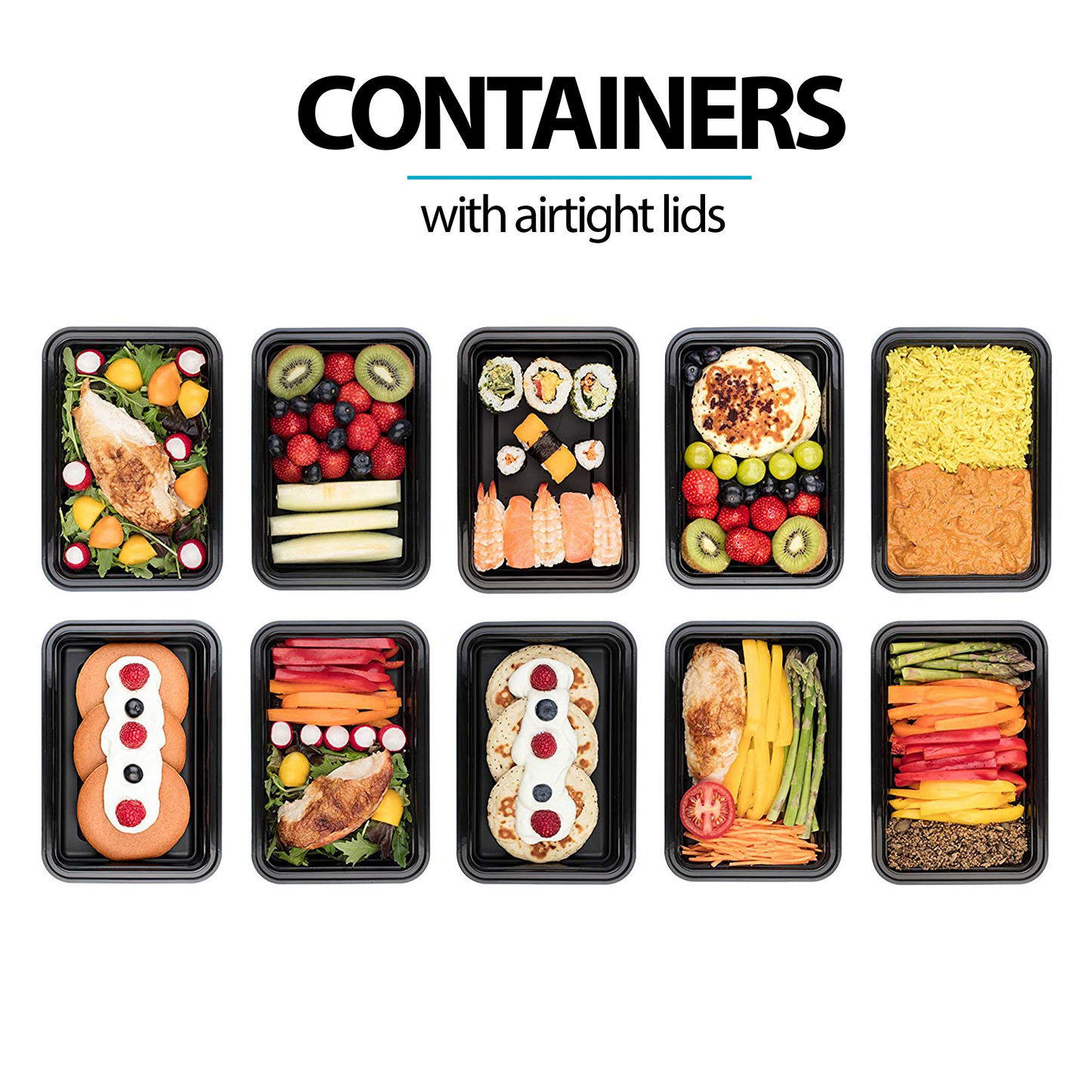 1-Compartment Reusable Plastic Containers - 828ml