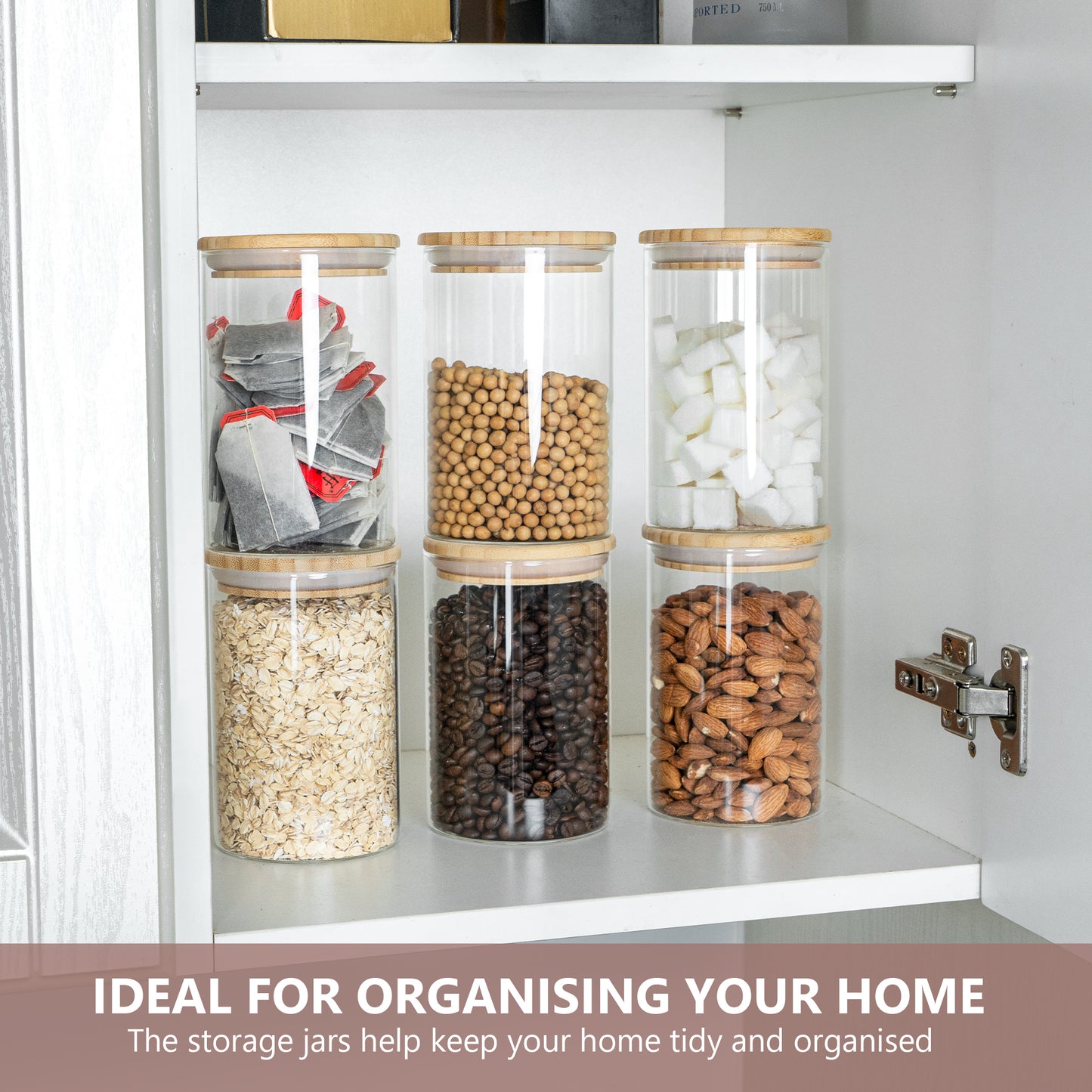 Glass Food Storage Jars with Bamboo Lids - 900 ml - 3 PACK