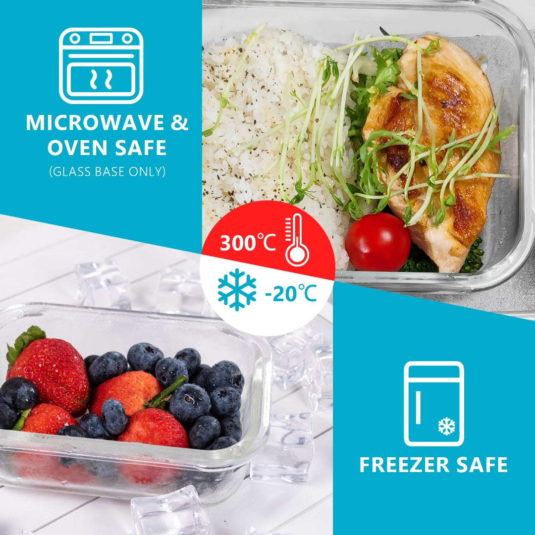 Rectangle Glass Food Storage Containers - 370ml - 5 PACK