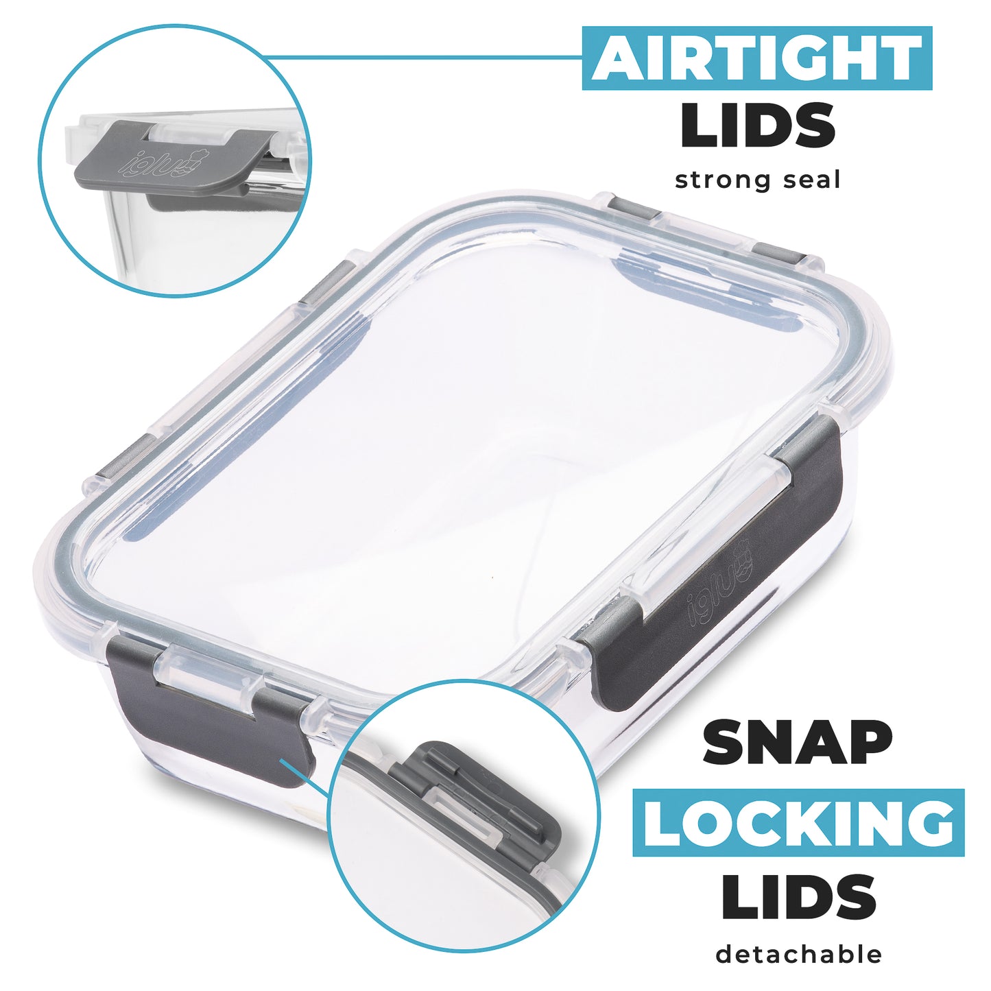 Rectangle Glass Food Storage Containers - 370ml - 5 PACK